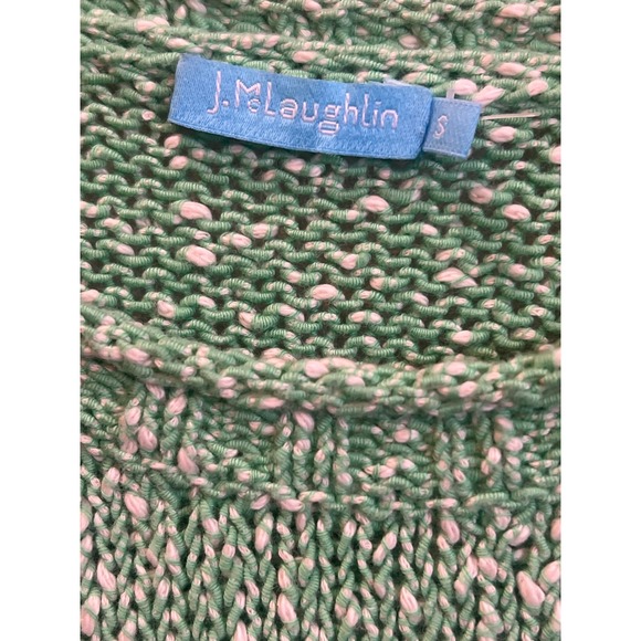 J McLaughlin Womens Green Speckled Knit Crew Neck Cotton Sweater Size S - Picture 2 of 5